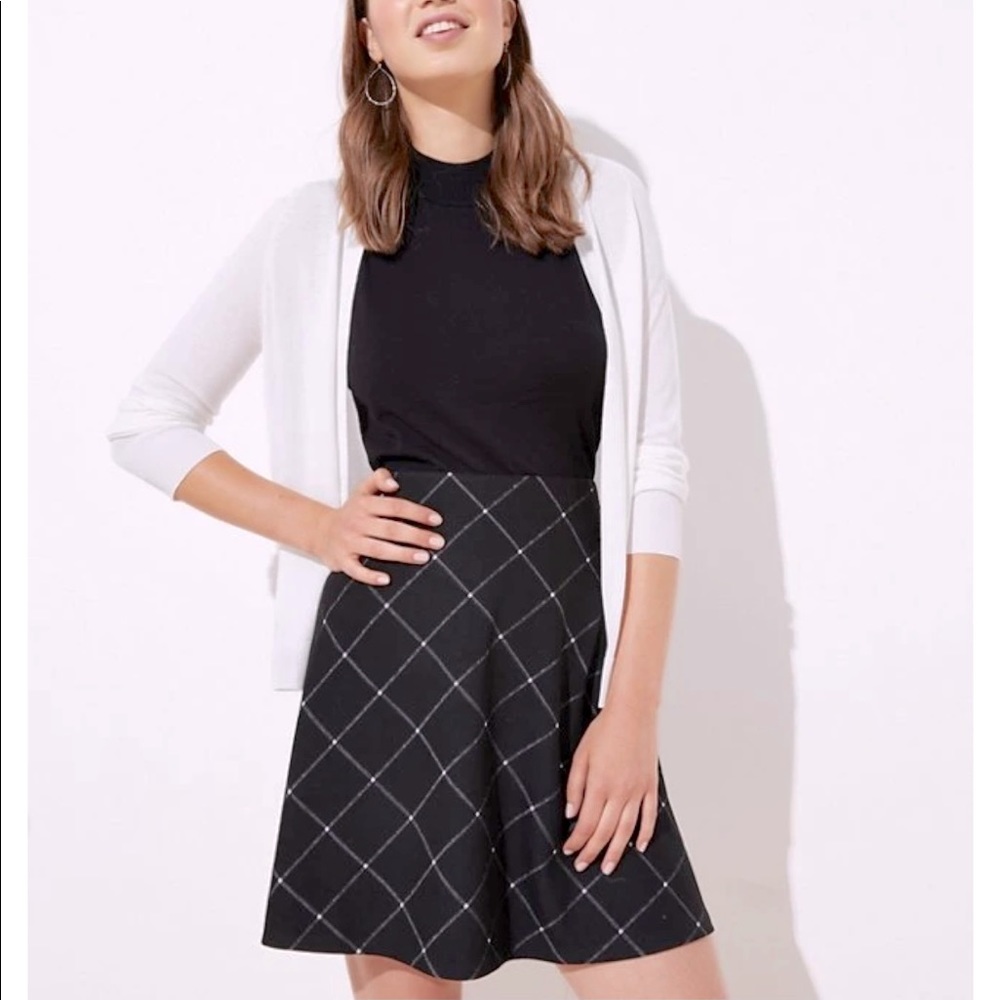 Soft Knit Windowpane Plaid Flippy Skirt